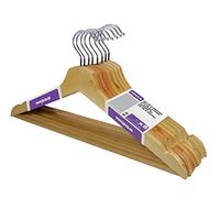 Jocca - Cintres en Bois | Barre pour Pantalon et béquilles pour empêcher Les vêtements de Glisser | Crochet chromé | 44 x 16 x 1,1 cm (16)