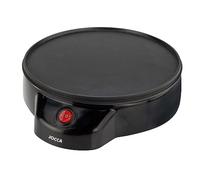JOCCA - Crêpière Électrique avec Plaque de 22 cm de Diamètre | Puissance 700W | Revêtement Antiadhésif | Inclut un Répartiteur en Bois | Bouton On-Off | Témoin Lumineux | Idéal pour les Fêtes | Noir