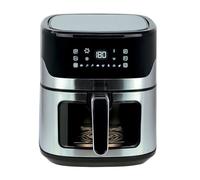 Jocca Friteuse à air chaud 6,5 l noire | Friteuse sans huile avec fenêtre | Air Fryer | Puissance 1600 W | Protection contre la surchauffe | Écran LED tactile | Argenté/noir