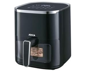 JOCCA Friteuse à air chaud avec fenêtre 5 l, friteuse sans huile, minuteur, température réglable, cuisine saine, 1450 W, noir