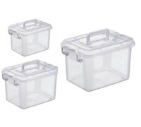 Jocca - Lot de 3 boîtes de rangement avec couvercle et poignée, avec grands clips/Plastique dur/Rangez vos vêtements, jouets.../Organisation à la maison/Coffre organisateur (lot de 3)