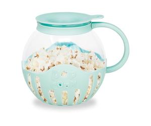 JOCCA - Machine à pop-corn en verre 2,2 L pour micro-ondes | Support à beurre en silicone | Sain et sans huile | Passe au lave-vaisselle | Haute résistance | Couleur Bleu