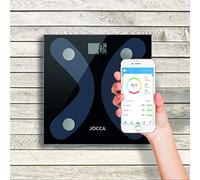 JOCCA Pèse-personne Bluetooth en verre trempé Noir 28 x 24 x 1,9 cm