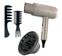 JOCCA - Sèche-Cheveux Pliable avec Diffuseur et Accessoires | Puissance 1800-2200W | 3 Températures & 2 Vitesses | Fonction Air Froid | Compact et Portable - Gris Clair