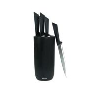 Jocca - Set de Couteaux de Cuisine avec Bloc | 5 Couteaux Professionnels en Acier Inoxydable | Manche Ergonomique Antidérapant | Design Moderne Noir