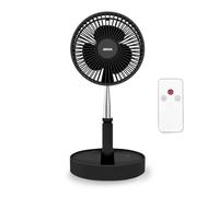 Jocca - Ventilateur à Batterie Sans fil Silencieux USB NOIR Pied Pliable & Télescopique Télécommande Autonomie 24h