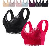 JOCCOS Healthfit Tourmaline Lymphentoxification Formage et puissant Lifting & Amélioration de la poitrine Soutien-gorge pour femme, Noir + rouge., M