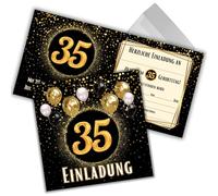 JOCERO Lot de 12 cartes d'invitation pour 35e anniversaire avec enveloppes - Carrées 12 x 12 cm - Invitations pour 35e anniversaire pour hommes et femmes