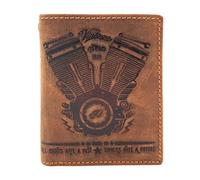 Jockey Club Portefeuille motard en cuir véritable avec protection RFID, cognac marron, s, Porte-monnaie