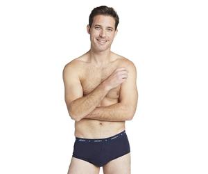 Jockey Lot de 3 slips classiques en coton côtelé avec devant en Y, bleu marine, 42