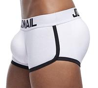 JOCKMAIL Boxer pour homme avec rembourrage au niveau des fesses - Blanc - Medium