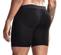 JOCKMAIL Caleçons Coton Homme Rembourré sous-vêtement Hip-up Bombé Avant et Arrière Coussinet (as4, Alpha, l, Regular, Regular, Noir)