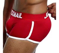 JOCKMAIL Caleçons Homme Rembourré sous-vêtement Hip-up Bombé Avant et Arrière Coussinet (as4, Alpha, l, Regular, Regular, Rouge)