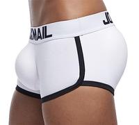 JOCKMAIL Caleçons Homme Rembourré sous-vêtement Hip-up Bombé Avant et Arrière Coussinet (as4, Alpha, l, Regular, Regular, Blanc)