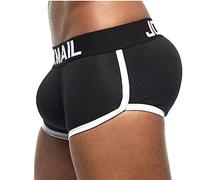 JOCKMAIL Caleçons Homme Rembourré sous-vêtement Hip-up Bombé Avant et Arrière Coussinet (as4, Alpha, m, Regular, Regular, Noir)
