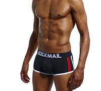 JOCKMAIL Caleçons Homme Rembourré sous-vêtement Hip-up Bombé Avant et Arrière Coussinet (L, 403-Noir)