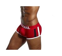 JOCKMAIL Caleçons Homme Rembourré sous-vêtement Hip-up Bombé Avant et Arrière Coussinet (M, 403-Rouge)