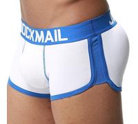 JOCKMAIL Caleçons Homme Rembourré sous-vêtement Hip-up Bombé Avant et Arrière Coussinet (M, 435-Blanc)