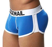 JOCKMAIL Coton Caleçons Homme Rembourré sous-vêtement Hip-up Bombé Avant et Arrière Coussinet Amovible pour Mettre en Valeur Les Fesses (as4, Alpha, m, Regular, Regular, Bleu)