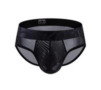 JOCKMAIL Homme sous-vêtements Slip Sexy Briefs pour Hommes Faible Hausse Respirant et Respirant Ultra-Mince Sueur Absorbant Culotte (M,Noir)