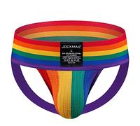 JOCKMAIL Hommes Athelic Soutien Strings Tissu Doux Large Ceinture Et Tissu Doux G-String Mens Soutien Slip (Arc-en-Ciel,L)