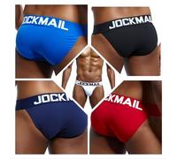 JOCKMAIL Slip Homme Coton Taille Haute Échancrée sous-Vêtement Confort pour Sport Quotidien et Loisirs (FR/ES, Alpha/Lettres, TG, Taille Normale, Taille Normale, 5 Couleurs)