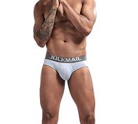 JOCKMAIL Slip Homme sous-Vêtement Triangle Confort Taille Basse Coton sous-Vêtement Masculin Sexy (FR/ES, Alpha/Lettres, L, Taille Normale, Taille Normale, Cendres)