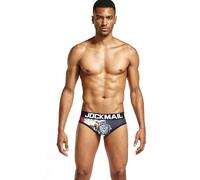 JOCKMAIL Slips Homme Sexy Taille Basse Imprimés Ludiques sous-Vêtements Confortables Extensible (FR/ES, Alpha/Lettres, M, Taille Normale, Taille Normale, 324)