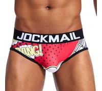 JOCKMAIL Slips Homme Sexy Taille Basse Imprimés Ludiques sous-Vêtements Confortables Extensible (FR/ES, Alpha/Lettres, L, Taille Normale, Taille Normale, 336)