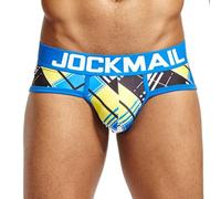 JOCKMAIL Slips Homme Sexy Taille Basse Imprimés Ludiques sous-Vêtements Confortables Extensible (FR/ES, Alpha/Lettres, TTG, Taille Normale, Taille Normale, 327bleu)