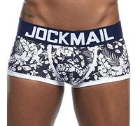 JOCKMAIL sous-vêtements pour Hommes en Coton Pur à imprimé Feuille en Relief U, Taille Basse, Culotte carrée, sous-vêtements à Angles Plats (XXL, Bleu foncé)