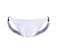 JOCKMAIL String Homme Sexy Transparente Taille Basse avec Poche U Slip Sport Tanga Respirant (FR/ES, Alpha/Lettres, M, Taille Normale, Taille Normale, Blanc1)
