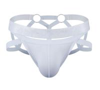 JOCKMAIL Strings Homme Thong Taille Basse T-Back Mini G-String pour Hommes Élastique Bikini sous-Vêtement Mini Slip Homme (Blanc,M)