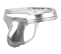 Jockstrap String sexy pour homme Sous-vêtements pour homme String String Slip Sport Respirant Sous-vêtements de sport pour homme Cuir brillant Triangle Slips Hommes String, Z010-argenté, XL