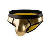 Jockstrap String sexy pour homme Sous-vêtements pour homme String String Slip Sport Respirant Sous-vêtements de sport pour homme Cuir brillant Triangle Slips Hommes String, Z08-doré, M