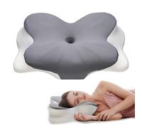 jocoiot Oreiller cervical pour le cou et les épaules, oreiller ergonomique en mousse à mémoire de forme pour dormir avec taies d'oreiller lavables, style confortable - Gris