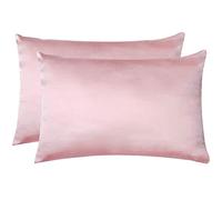 Jocoku Lot de 2 taies d'oreiller 100% Soie de mûrier pour Les Cheveux et la Peau, taies d'oreiller Super Douces et Respirantes en Soie Naturelle pour lit Standard, Rose