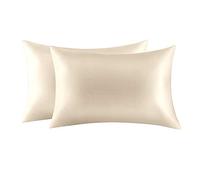 Jocoku Lot de 2 taies d'oreiller 100% Soie de mûrier pour Les Cheveux et la Peau, taies d'oreiller Super Douces et Respirantes, Taille Standard (Standard, Beige Chamois)