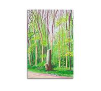 jocrynsi David Hockney - Impression sur toile murale abstraite vintage beige - Décoration d'intérieur pour chambre à coucher, salon - 50 x 75 cm - Sans cadre