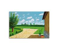 jocrynsi David Hockney - Impression sur toile vintage abstraite - Décoration d'intérieur pour chambre à coucher, salon - 40 x 60 cm - Beige