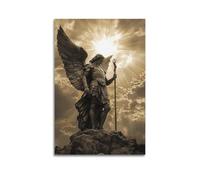 jocrynsi Impression sur toile d'art religieux de Saint Michel-Archangel, beige, décoration murale d'intérieur pour chambre à coucher, salon, 60 x 90 cm, sans cadre