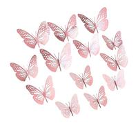 JOCXZI 3D Papillons Papiers Décoration， Décorations de Papillons Rose Or, Paillette Métallique d'art, pourdécoration de Maison et de Pièce, Stickers Muraux, Décor de fête,36 Or Rose