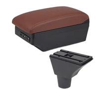 Jodriva Accoudoir central for citroën C3 C4, boîte de rangement centrale, porte-gobelet, accessoires chargement USB, voiture Boîte d'accoudoir de console centrale de voiture(BLACK C6 Brown 7usb)