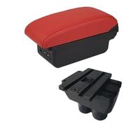 Jodriva For VW, for Touran, for Caddy, boîte d'accoudoir de voiture rangement Console centrale avec interface USB accessoires Boîte d'accoudoir de console centrale de voiture(BLACK B4 Red 3usb)