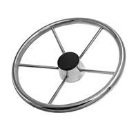 Jodriva Volant de bateau antidérapant 13 à 1/2 po, volant yacht marin 25 degrés en acier inoxydable avec 5 branches Remplacement du gouvernail de direction de bateau