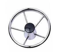 Jodriva Volant en acier inoxydable Accessoires for bateaux marin à 5 branches de 13-1/2 pouces avec poignée mousse noire Remplacement du gouvernail de direction de bateau(M0319S)