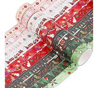 Jodsen 10 Rouleaux Washi Masking Tape Adhésif Ruban Adhésif,15mm Ruban Washi Japonais Décoratif Esthétique Ruban Adhésif Décoratif Noël Ruban de Masquage Décoratif Rubans De Masquage Washi De Noël