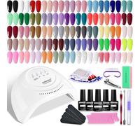 JODSONE 56 Couleurs Kit Vernis Semi Permanent Complet avec lampe UV, Base et Top Coat Kit Ongle Gel UV Complet Nail Art Kit Manucure, adaptés à toutes les saisons