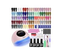 JODSONE 63Pcs Kit Ongle Gel UV Complet avec Lampe à ongles,32 Couleurs de Vernis Semi-Permanent comprenant base coat et top coat,Kit complet de manucure pour usage à domicile et en salon