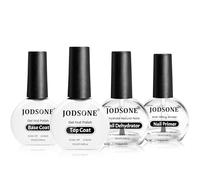 JODSONE Base et Top Coat, Nail Primer et Prep Déshydrateur Ongle Vernis Semi Permanent Set, 10ML Gel de Base Semi-Permanent Professionnel Manucure Lot de 4
